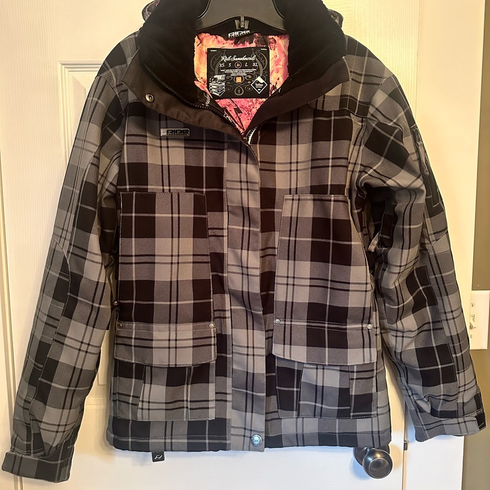 Vintage Ride Womens Plaid Jacket - Black, Pink & Gray